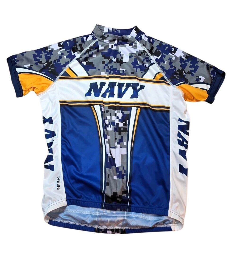 Primal Wear US Navy Cycling Jersey Men's Medium Blue Digital Camo Short Sleeve